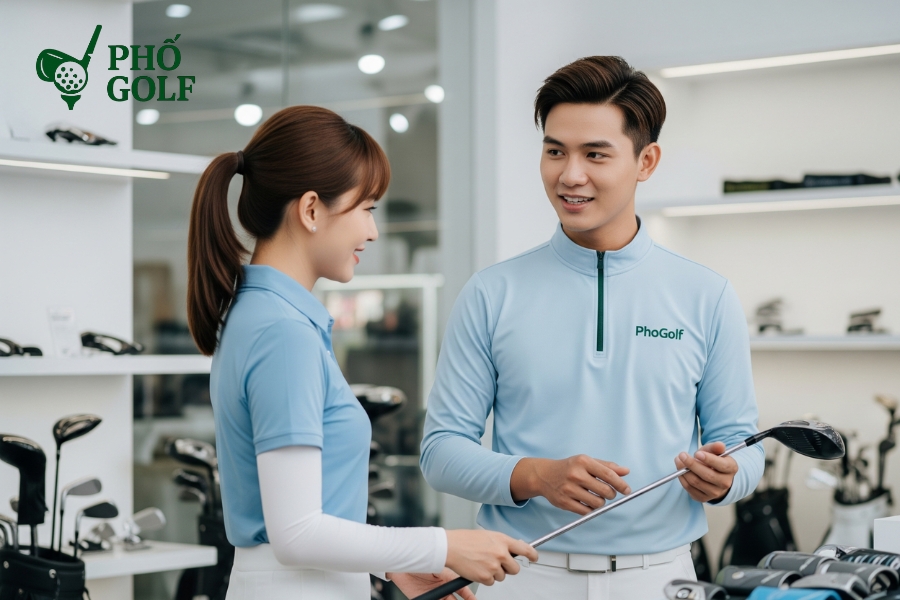 Hướng dẫn kỹ thuật đánh gậy golf số 7 chuẩn xác nhất Gậy golf số 7 cao cấp được trưng bày tại showroom PhốGolf, sẵn sàng fitting theo từng golfer