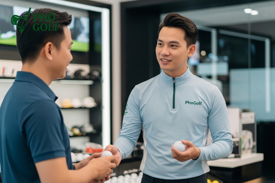 Bộ trang phục, giày và bóng golf cao cấp được bày bán tại PhốGolf
