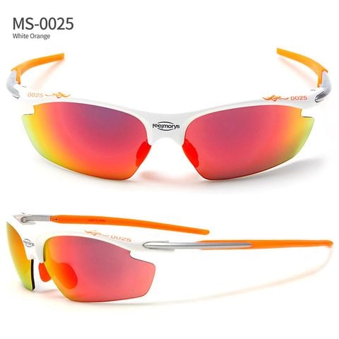 Kính mát UV Protect MS-0025 gọng Trắng-Cam tròng tráng gương đỏ